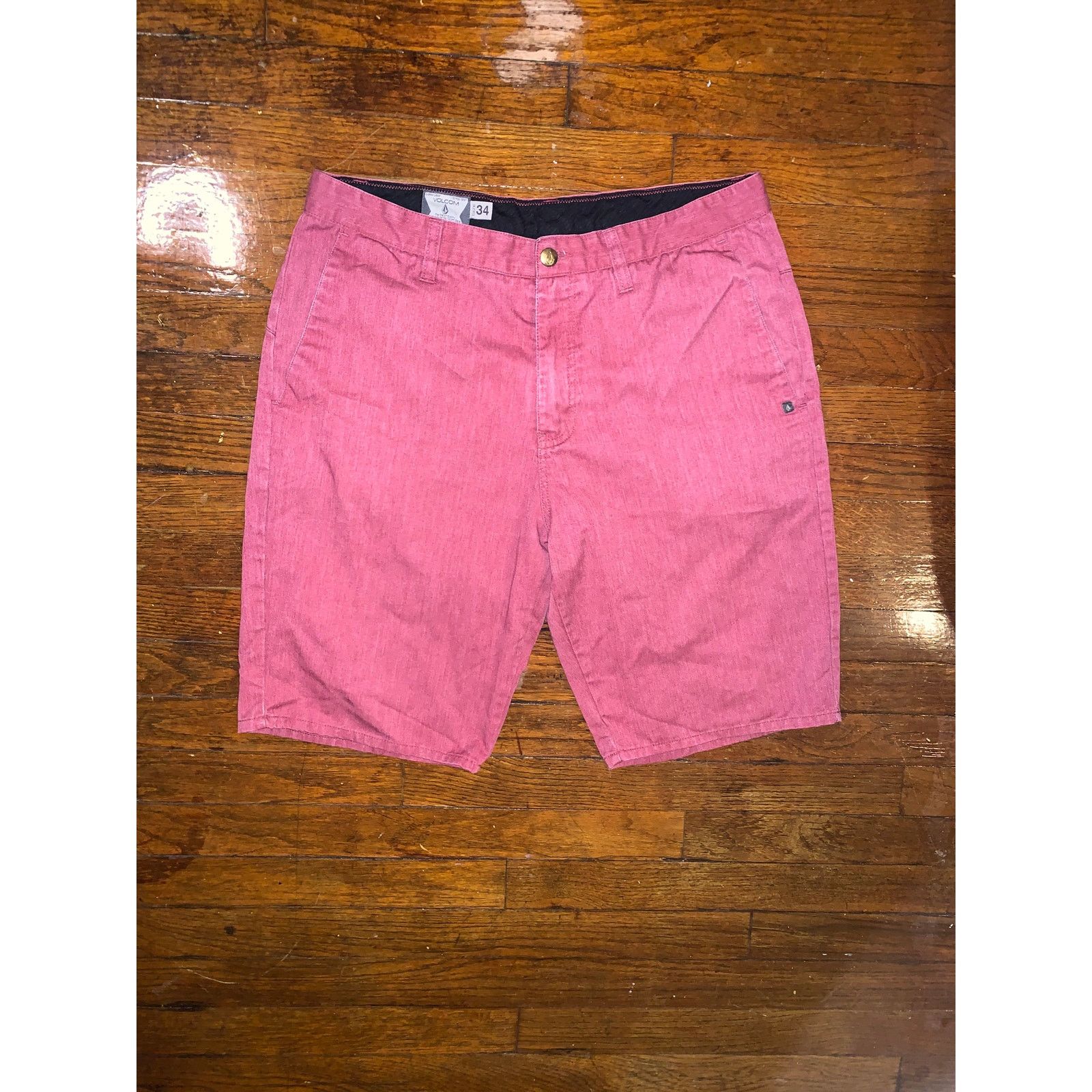 Volcom Volcom Men's Size 34 Chino Shorts Red Pink Flat Front Size US 34 / EU 50 - 1 Thumbnail