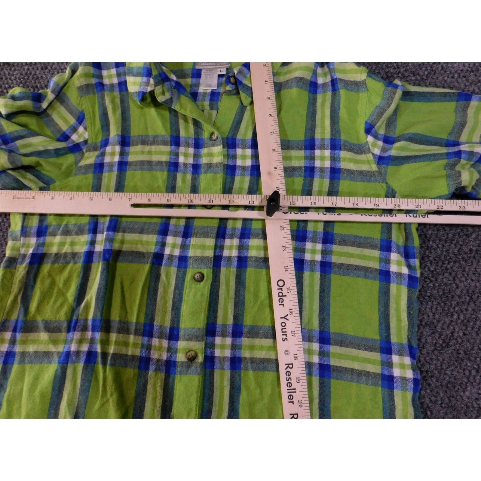 Coldwater Creek Coldwater Creek Shirt Womens Large Green Blue Plaid Linen Rayon Button-Up Top Size L / US 10 / IT 46 - 7 Thumbnail