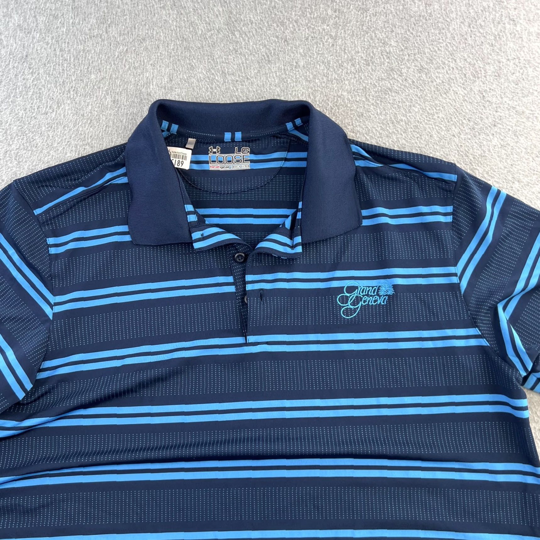 Under Armour Under Armour Shirt Mens Large Blue Striped HeatGear Grand Geneva Golf Polo Size US L / EU 52-54 / 3 - 4 Thumbnail