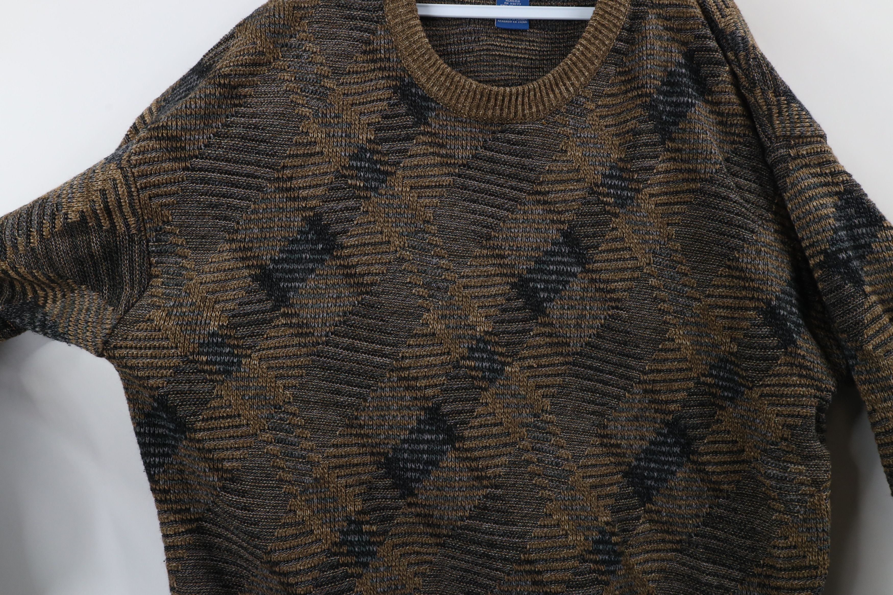 Vintage Vintage 90s Streetwear Tone Argyle Knit Crewneck Sweater Size US XXL / EU 58 / 5 - 5 Thumbnail