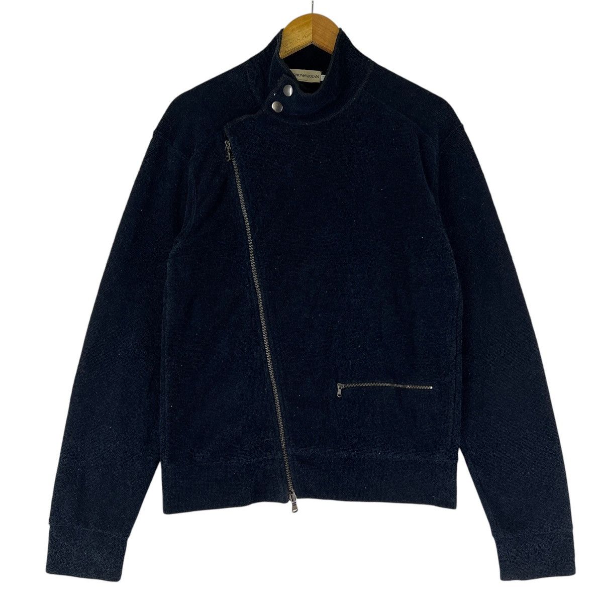 Emporio Armani 90s VINTAGE EMPORIO ARMANI ASYMETRICAL ZIPPER SWEATER JACKET Size US L / EU 52-54 / 3 - 2 Thumbnail