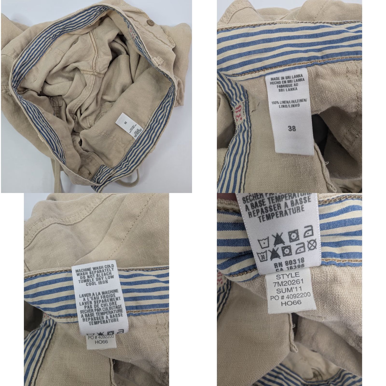 Lucky Brand Lucky Brand Shorts Mens 38 Khaki Linen Chino Drawstring Lightweight Button Fly Casual Travel Size US 38 / EU 54 - 8 Thumbnail