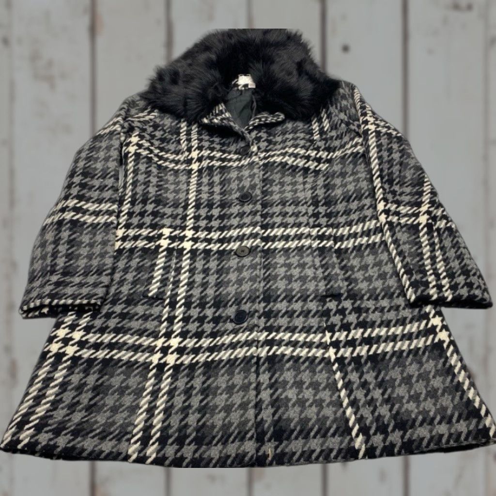Vintage VINTAGE Xhilaration Wool Coat Womens XL Black Ivory Houndstooth Removable Collar Lined Size XL / US 12-14 / IT 48-50 - 1 Thumbnail
