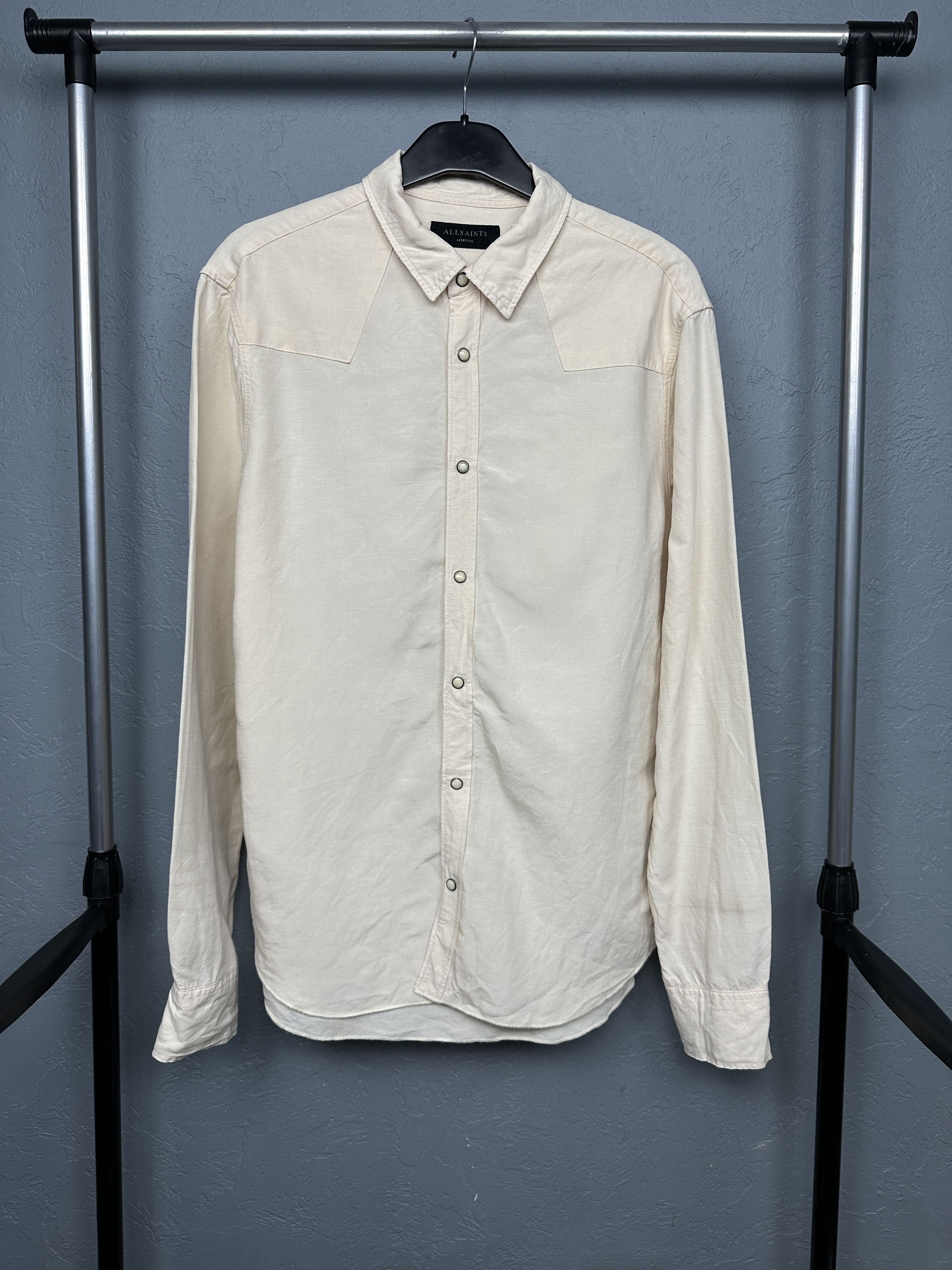 Allsaints Mens Bitterwater Linen Long Sleeve Shirt