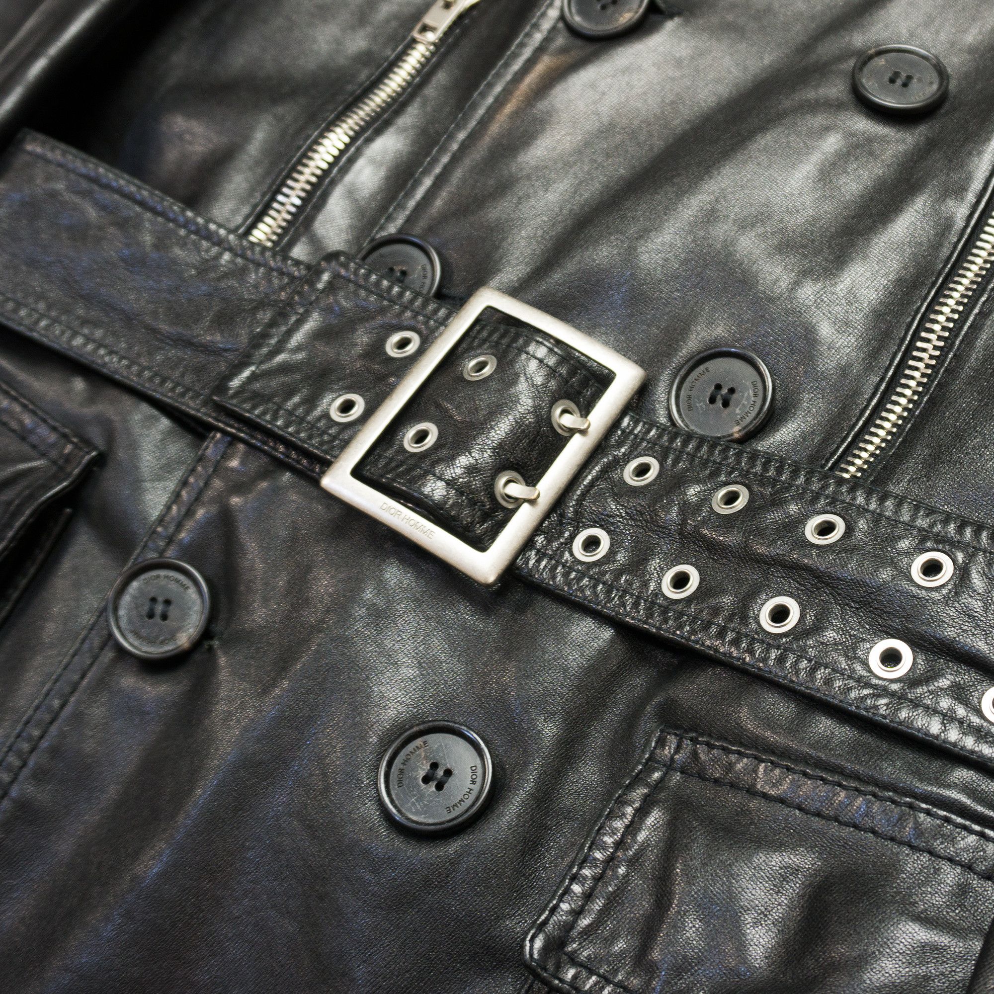 Dior × Hedi Slimane Dior Homme AW07 "Navigate" Leather Trench Coat Size US M / EU 48-50 / 2 - 7 Thumbnail