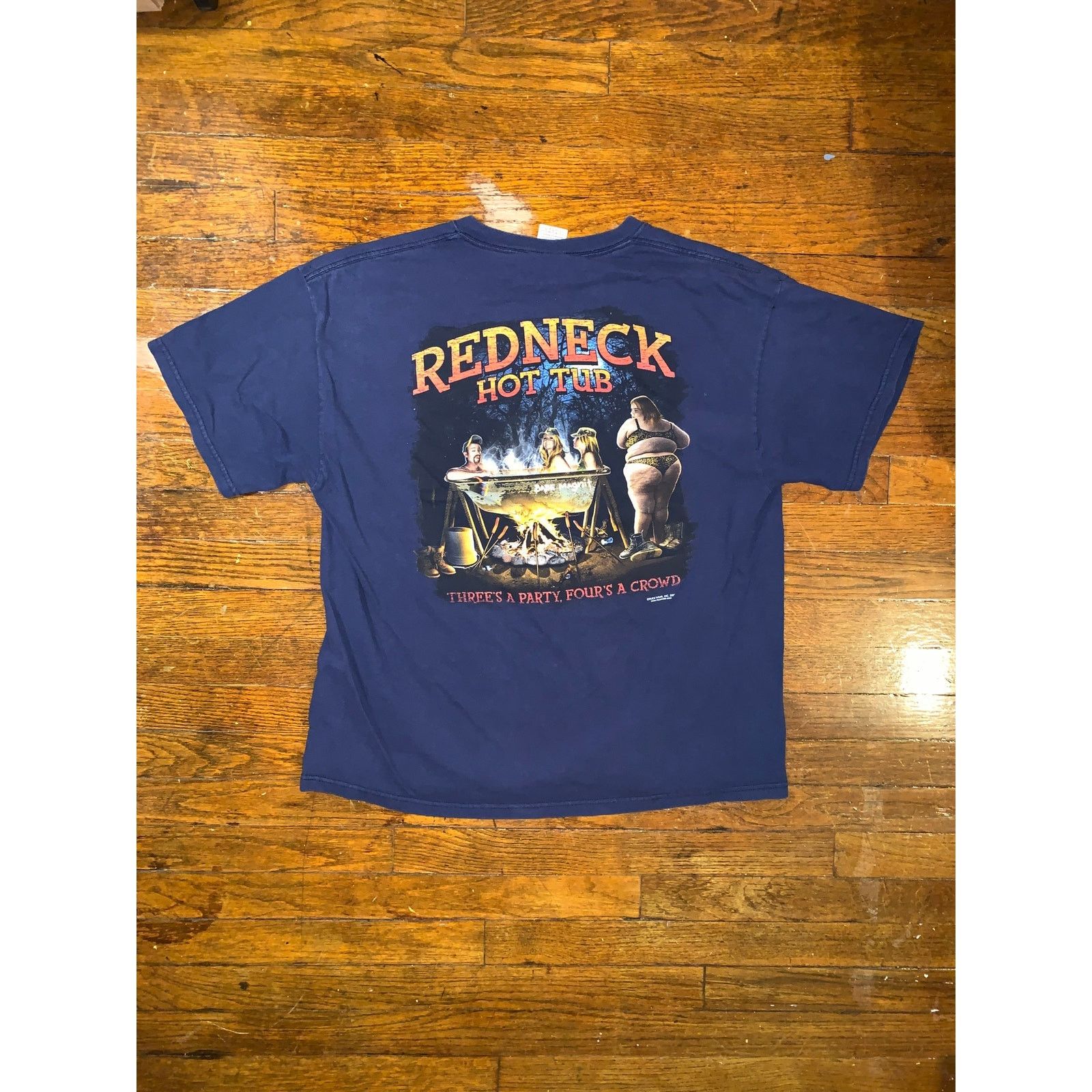 Other × Vintage Vtg Redneck Hot Tub Graphic T Shirt Navy Blue Humor Large Size US L / EU 52-54 / 3 - 3 Thumbnail
