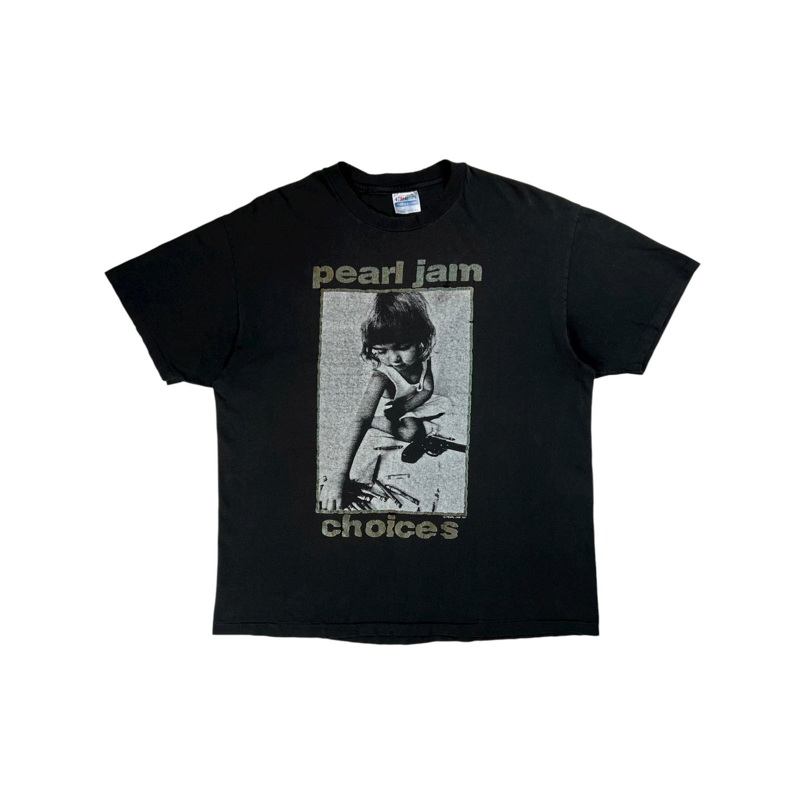 Band Tees × Hanes × Vintage Vintage 1992 Pearl Jam Choices Crayons Gun faded band tee Size US XL / EU 56 / 4 - 1 Thumbnail