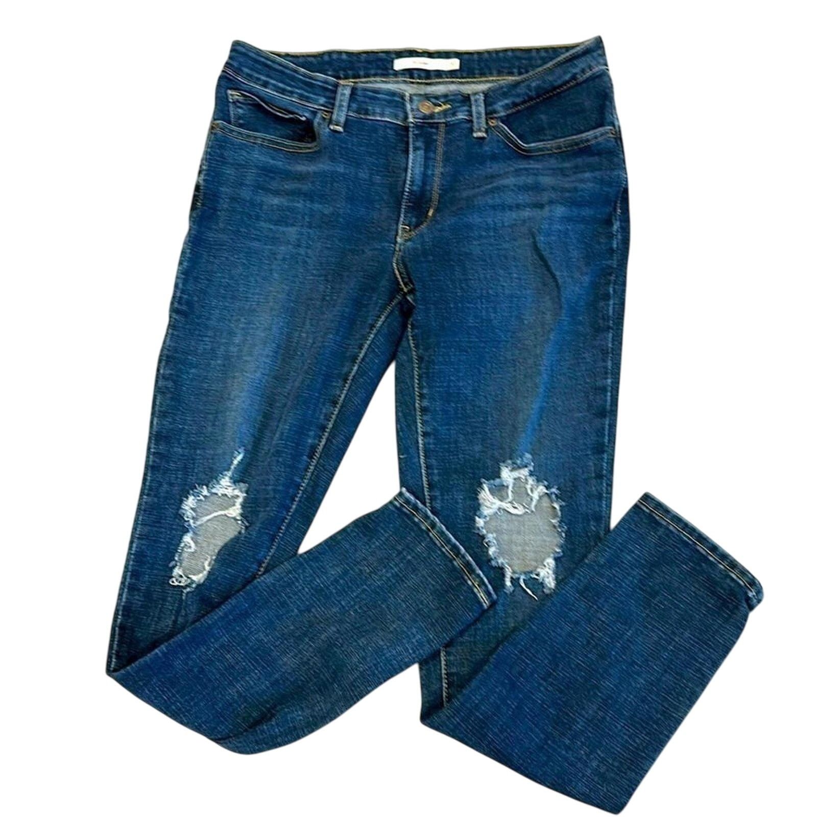 7 For All Mankind Levi's Women's 711 Skinny Jeans - Distressed Denim Size 30" / US 8 / IT 44 - 1 Thumbnail