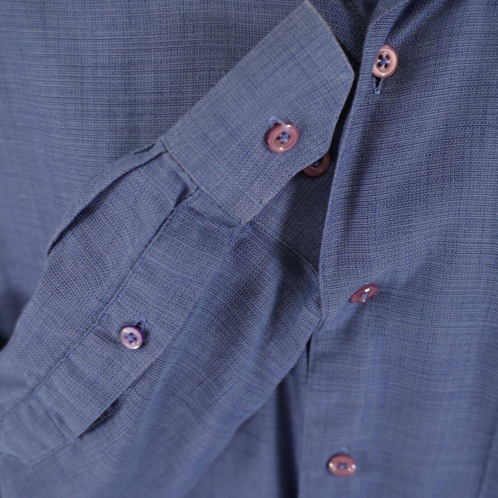 Pronto Uomo DAMAGED Pronto Uomo Blue Weave Large Cotton Hide-Away Button Size US L / EU 52-54 / 3 - 2 Thumbnail