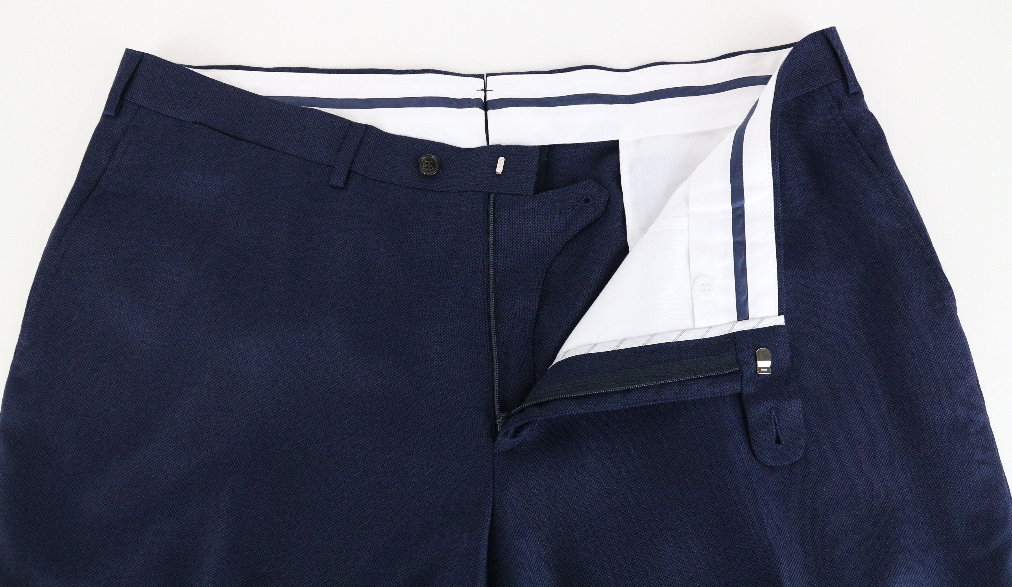 Suitsupply UK46S Pleated Classic Blue Wool Lined Trousers 61656 Size 46S - 3 Thumbnail