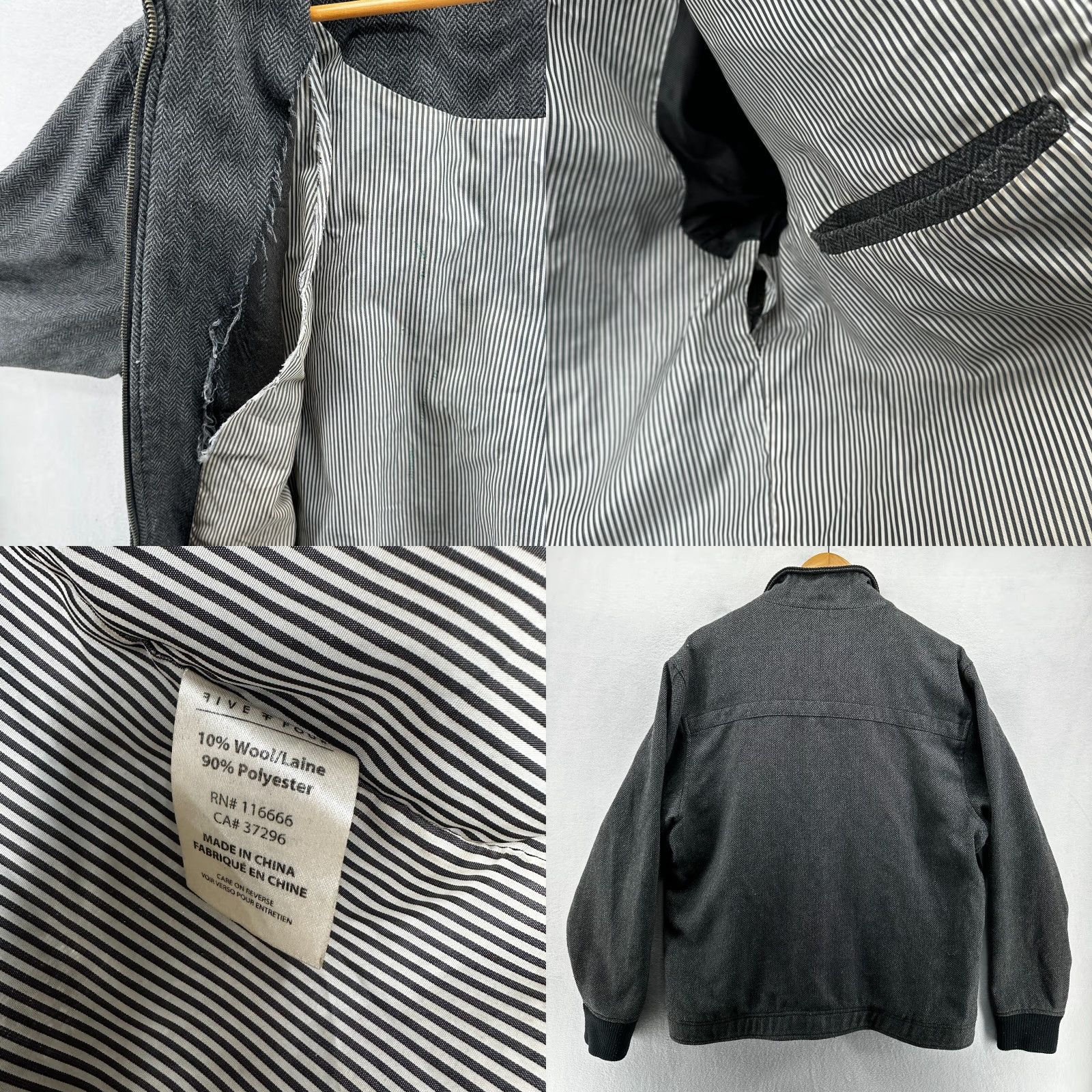 Vintage Five Four Los Angeles Bomber Jacket Workwear Mens 2XL Charcoal Grey Pockets Flaws Size US XXL / EU 58 / 5 - 9 Thumbnail