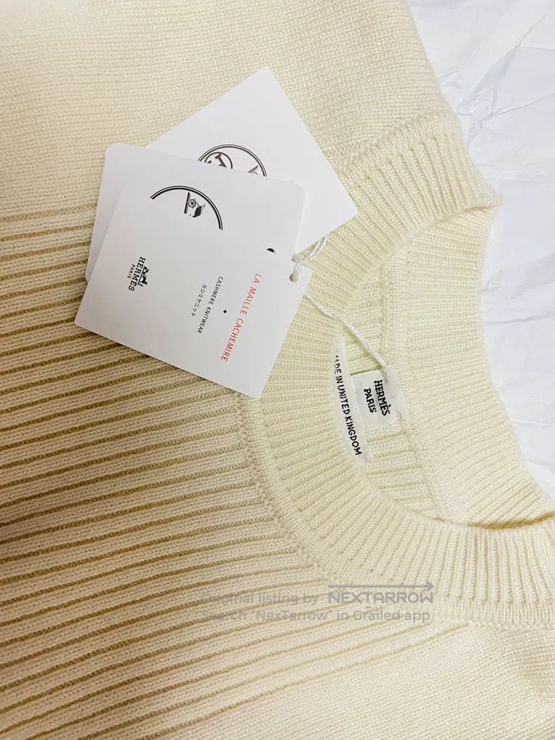 Hermes Hermes Cashmere sweater, knitted sweater, cream white Size XS / US 0-2 / IT 36-38 - 2 Thumbnail