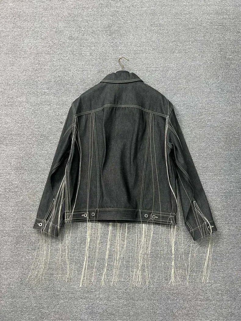 Valentino Valentino Denim jacket with fringed sleeves Size L / US 10 / IT 46 - 2 Thumbnail