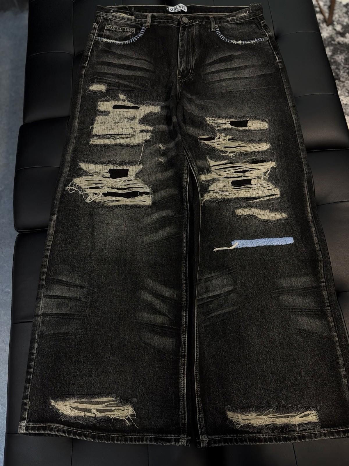Vale Valley Baggy Denim Black Jeans Size 38 (NEW) Authentic Pants Size US 38 / EU 54 - 4 Thumbnail