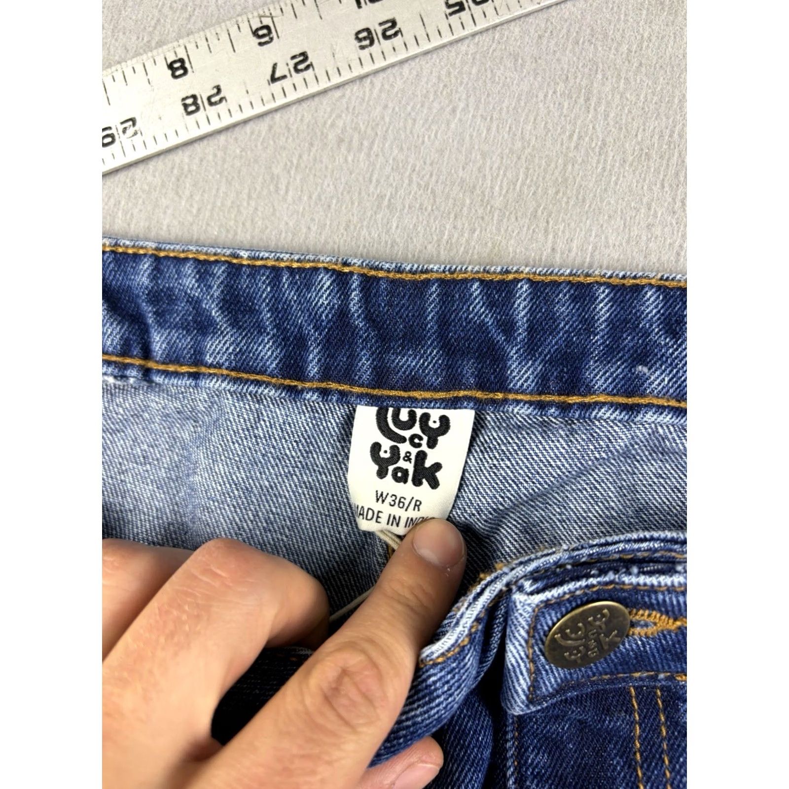 Vintage Lucy & Yak Delores Jeans Womens 36x31 Denim Midwash Blue Wide Leg Jeans Womens 36 Regular Blue Size 25" / US 0 / IT 36 - 4 Thumbnail