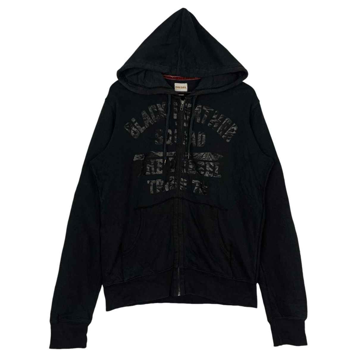 Diesel × Vintage Vintage Diesel Hoodie Full Zip Printed Black Pullover Size US M / EU 48-50 / 2 - 1 Thumbnail