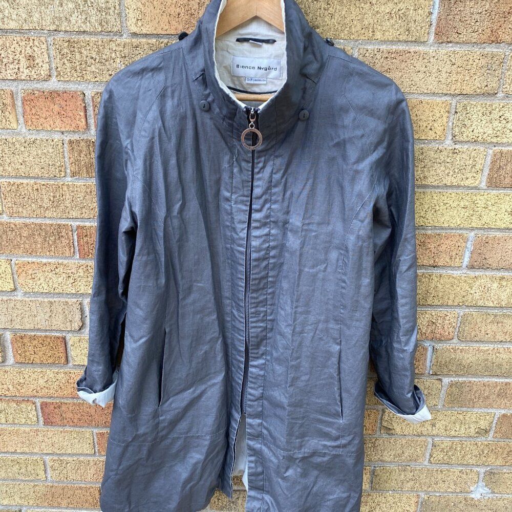 Nygard × Vintage Vintage 1998 Bianca Nygord Linen Shell Designer Jacket Gray Size M / US 6-8 / IT 42-44 - 9 Thumbnail