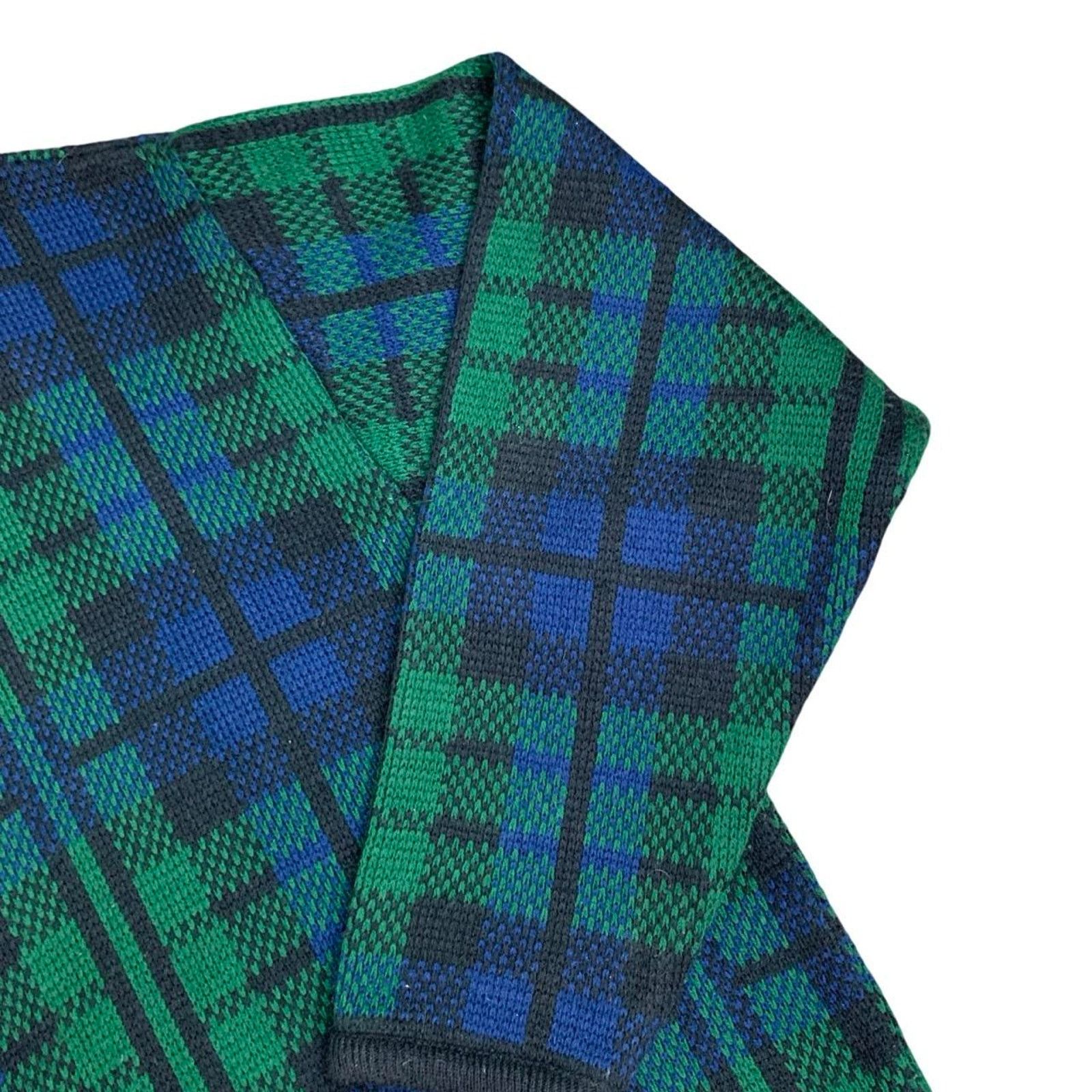 Vintage Vintage 90s Coquette Knit Plaid Cardigan Sweater Size XXL / US 16-18 / IT 52-54 - 4 Thumbnail