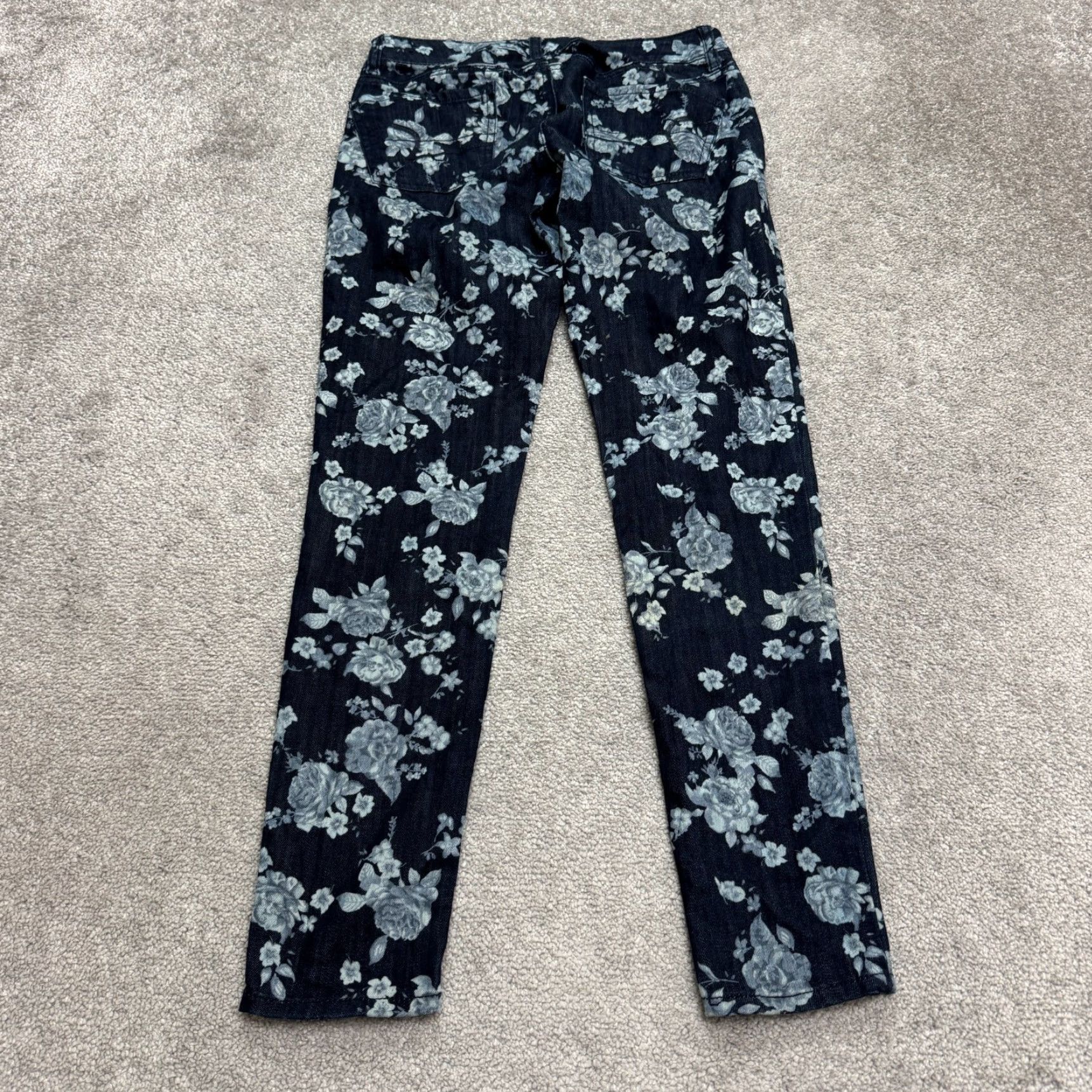 American Eagle Outfitters VINTAGE American Eagle Outfitters Floral Denim Jeggings Womens 4 Low Rise Blue Cotton Blend Y2K Streetwear Size 27" / US 4 / IT 40 - 2 Thumbnail