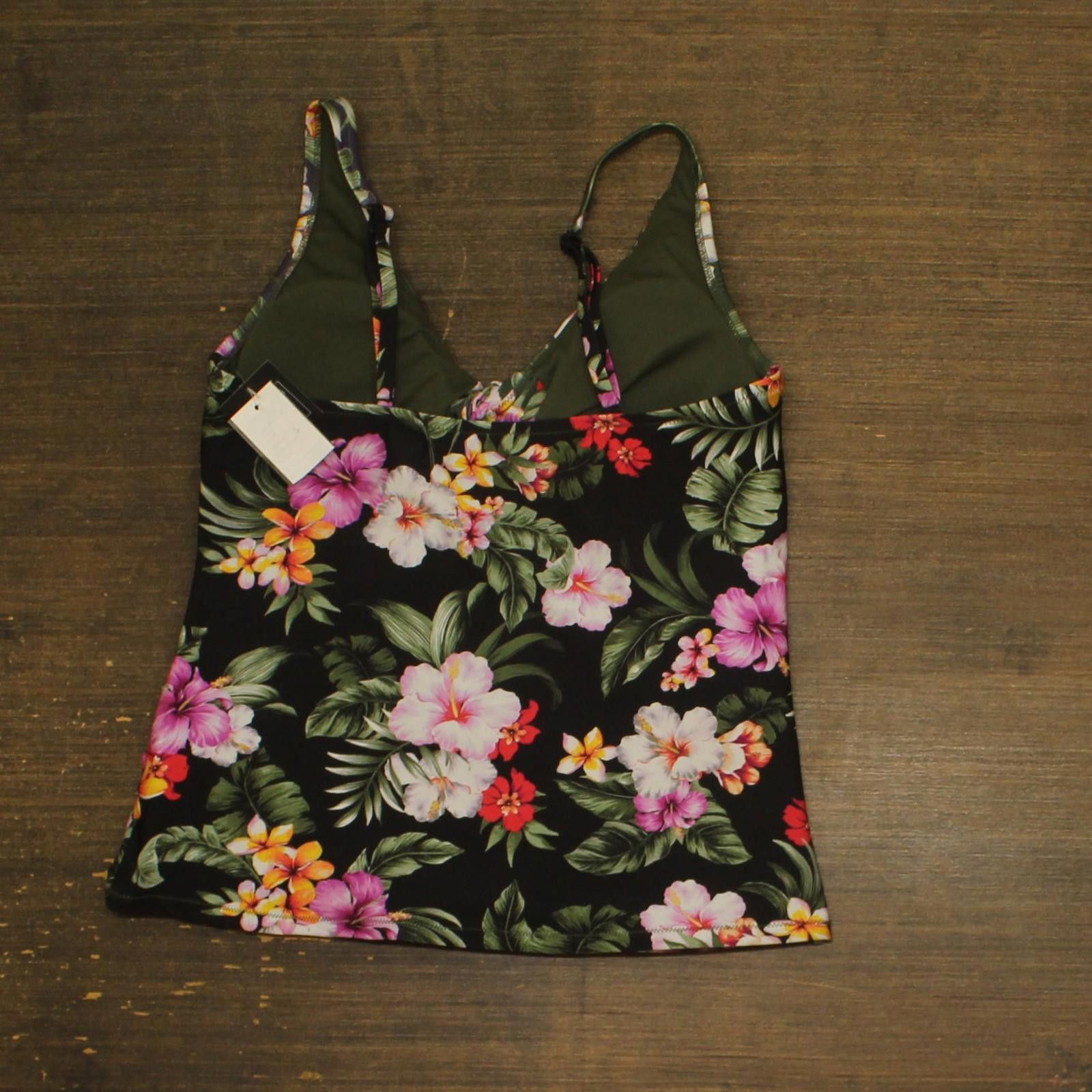 Bar III Nwt Bar Iii Printed Shirred Tankini Top Swim Multi Black Xl Size ONE SIZE - 2 Thumbnail