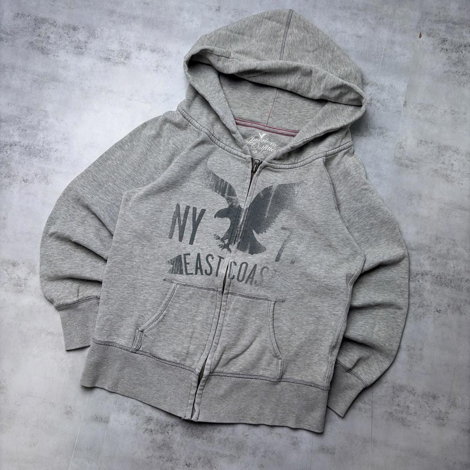 American Eagle Outfitters Y2K Grey American Eagle Grunge Skater Zip Up Hoodie Size S / US 4 / IT 40 - 2 Thumbnail