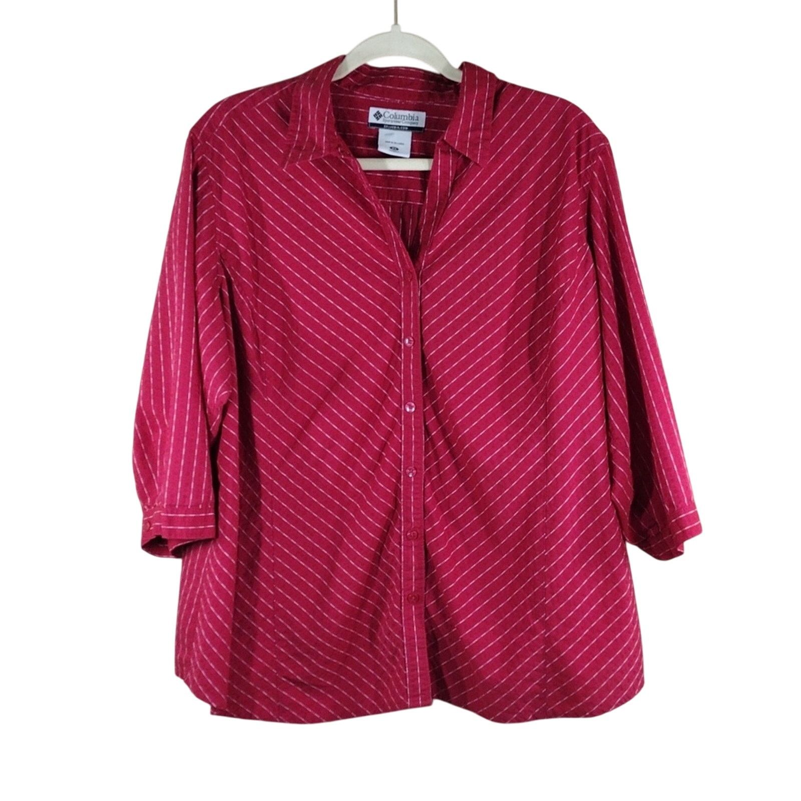Columbia Columbia Red Stripes Plus Size Cotton Lightweight Shirt Size XXL / US 16-18 / IT 52-54 - 1 Thumbnail