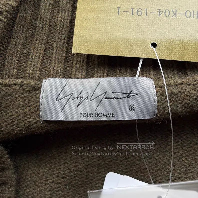 Yohji Yamamoto YOHJI YAMAMOTO Wave Collar Olive Green Sweater Size US L / EU 52-54 / 3 - 6 Thumbnail