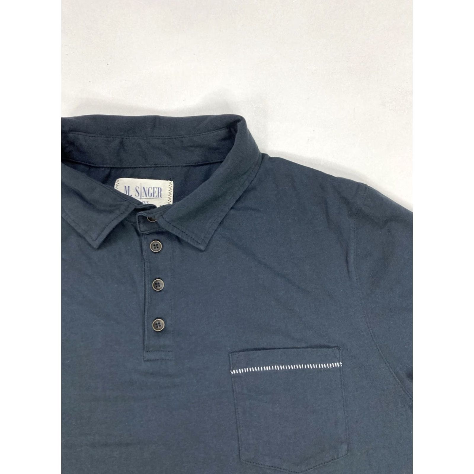 Vintage M Singer Polo Shirt Men Large Black Short Sleeve Pocket Shirt Size US L / EU 52-54 / 3 - 2 Thumbnail
