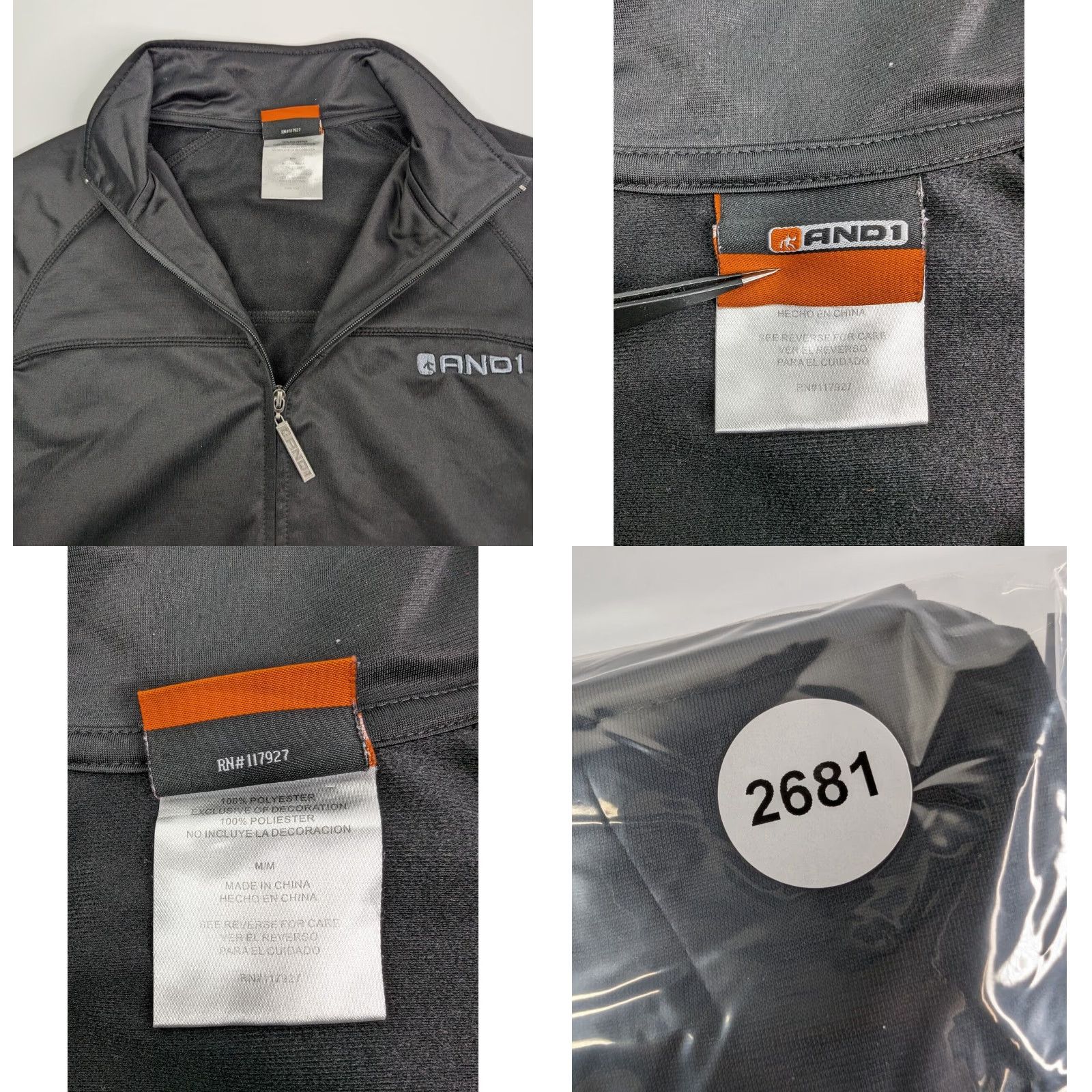 Vintage AND1 Jacket Adult Medium Black Full Zip Lightweight Mock Neck Athletic Mens Size US M / EU 48-50 / 2 - 8 Thumbnail