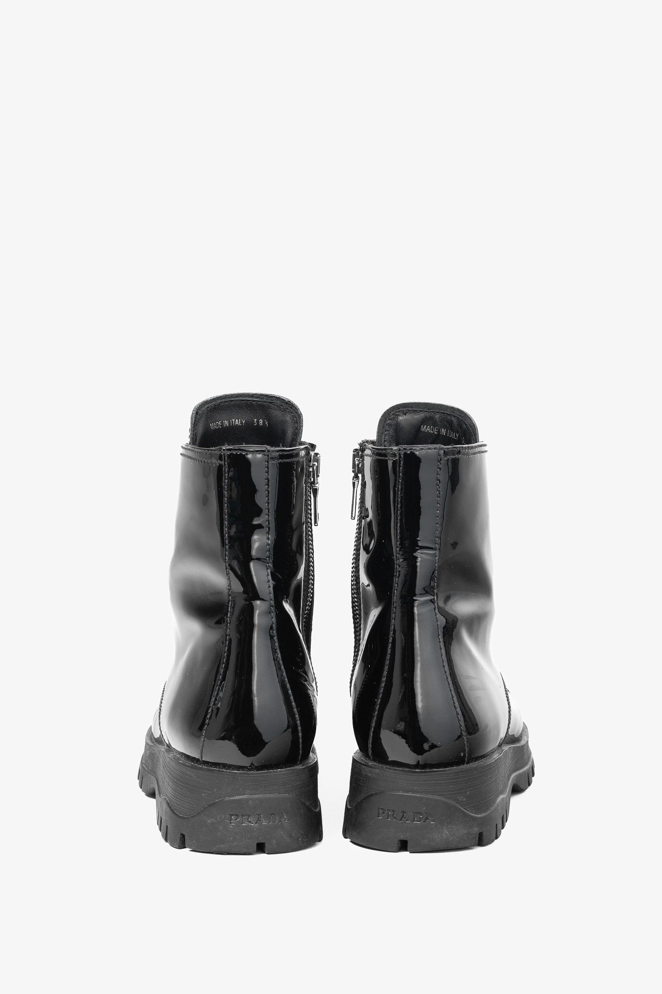 Prada Prada Calzature Donna Patent Leather Lace-up Combat Boots Size US 8 / IT 38 - 6 Thumbnail