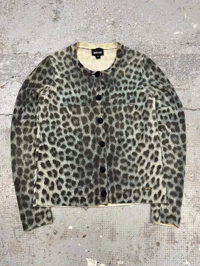 Just Cavalli AW2014 Cavalli Green Leopard Cardigan Size XS / US 0-2 / IT 36-38 - 1 Thumbnail