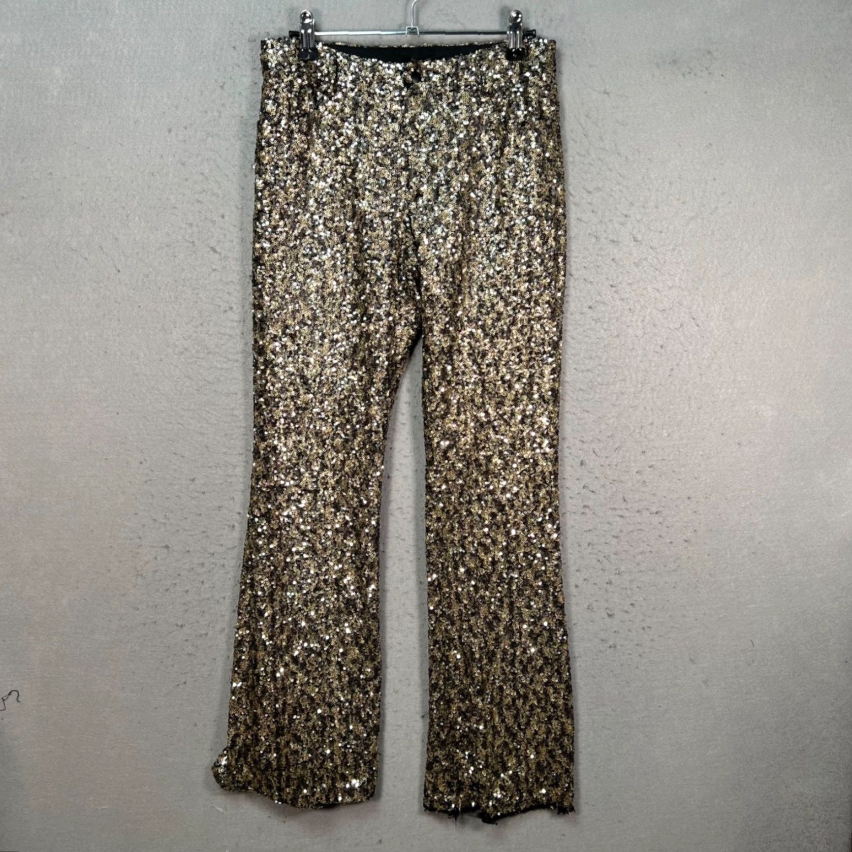 Anna Sui Anna Sui Womens 0 Gold Sequin Flare Pants Nylon Polyester Made In USA Pants Flared Pockets VINTAGE no Size 25" / US 0 / IT 36 - 2 Thumbnail