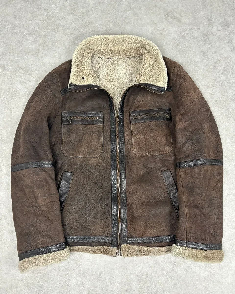 Dolce & Gabbana 1990s Dolce & Gabbana Brown Shearling Leather Jacket Size US M / EU 48-50 / 2 - 8 Thumbnail