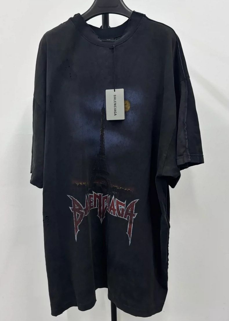 Balenciaga Balenciaga FW24 Logo Printed Old Crew Neck Short Sleeve 250 Size US XL / EU 56 / 4 - 1 Thumbnail