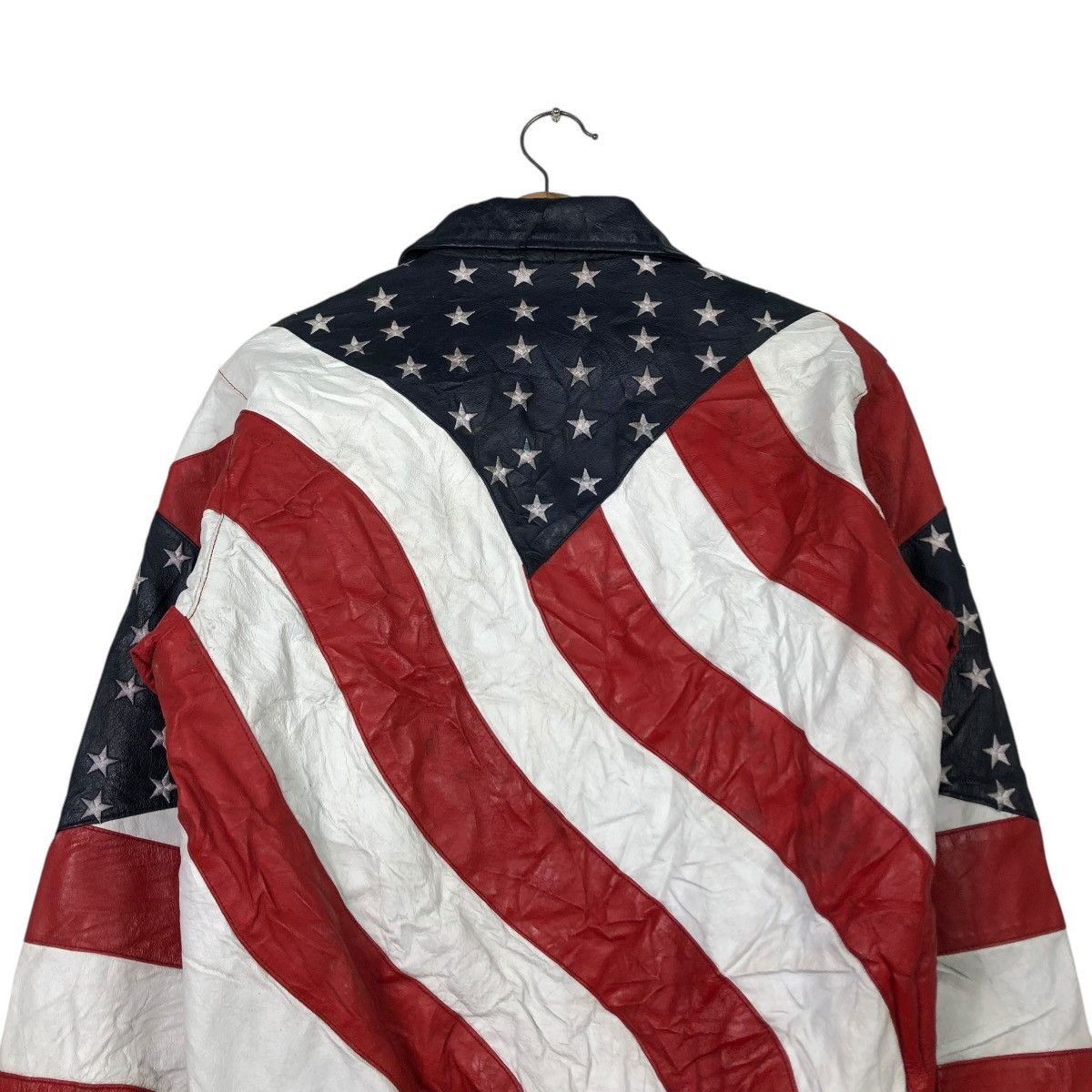 Michael Hoban 🔥VINTAGE LEATHER JACKET BOMBER MICHAEL HOBAN USA FLAG Size US M / EU 48-50 / 2 - 8 Thumbnail