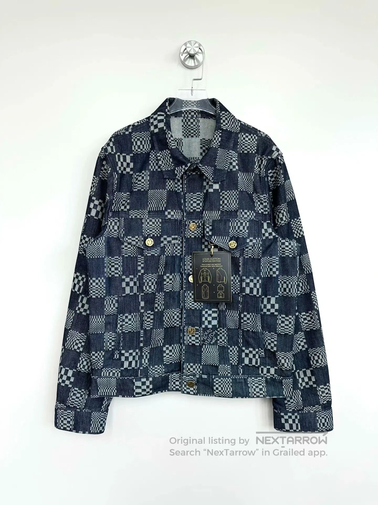 Louis Vuitton Louis Vuitton Navy blue checkered denim jacket with logo p Size US S / EU 44-46 / 1 - 1 Thumbnail