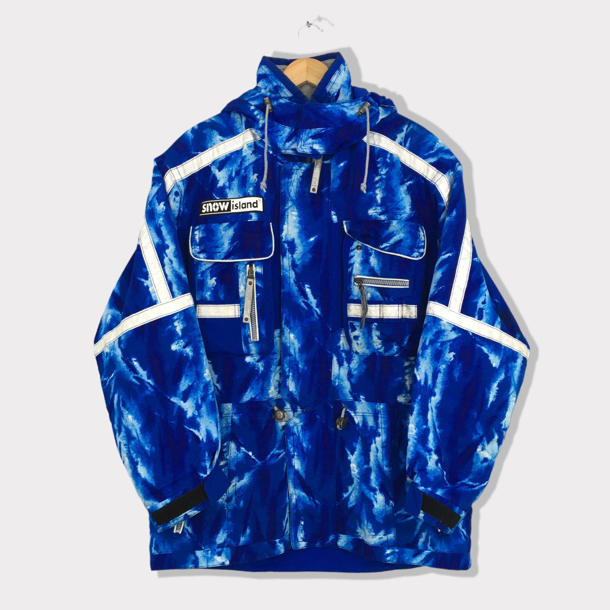 image of Phenix x Salomon Vintage Snow Island Bomber Snow Ski Jacket Hoodie XL in Blue, Men's