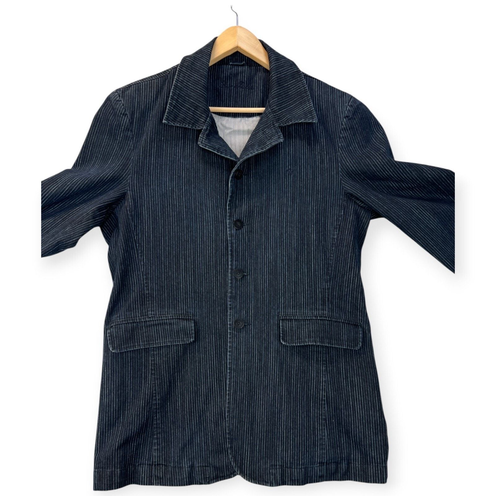 Louis Philippe Louis Philippe Denim Blazer Men Large Striped Vented Jacket Size US L / EU 52-54 / 3 - 4 Thumbnail