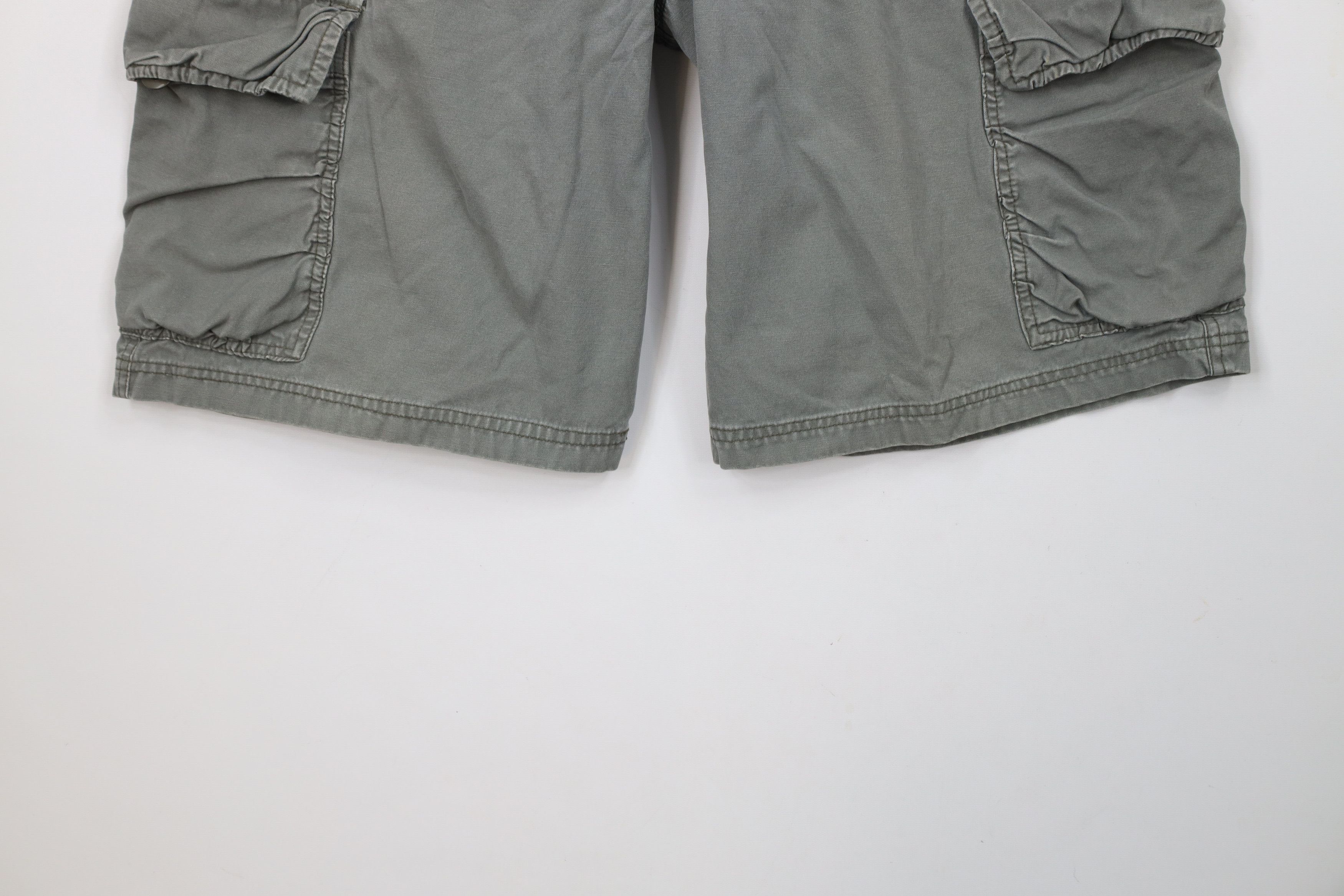 Vintage Vintage 90s IOU Baggy Fit Canvas Cargo Shorts Green Cotton Size US 34 / EU 50 - 4 Thumbnail