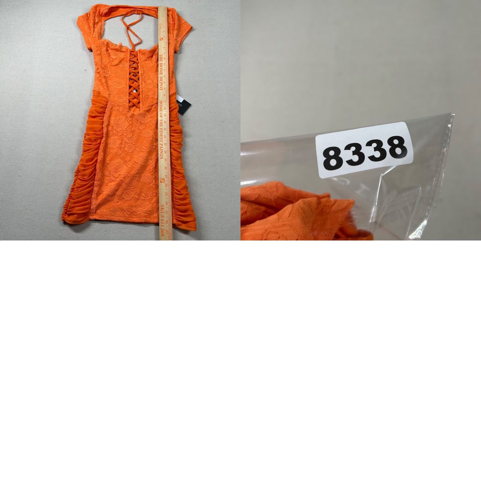 Vintage Outcast Dress Mini Jacquard Fitted Tiered Sexy Tie Club Miami Womens M Orange Size M / US 6-8 / IT 42-44 - 8 Thumbnail