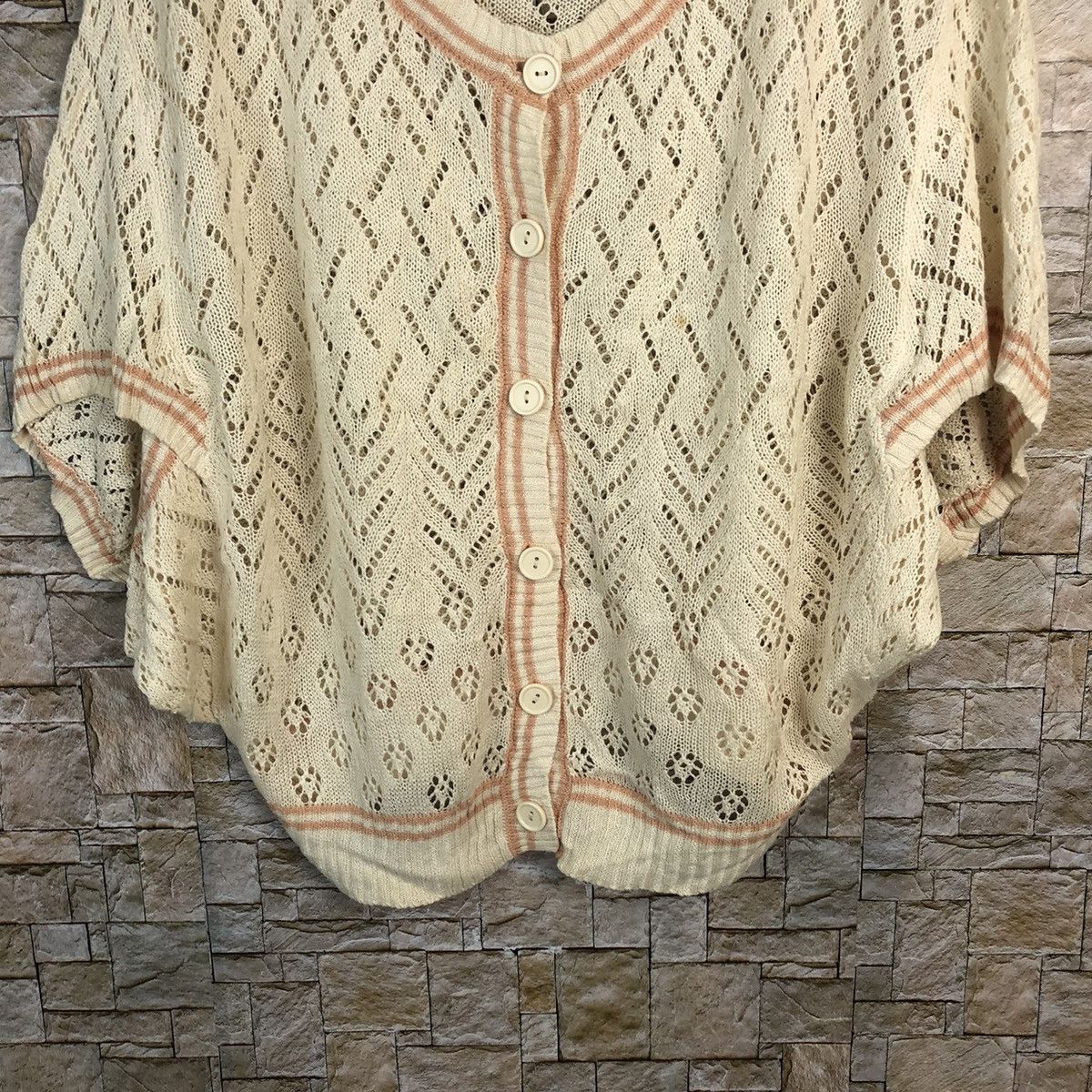 Homespun Knitwear × Japanese Brand × Vintage Japan vintage crochet meshnet Brown Knitwear #A756 Size M / US 6-8 / IT 42-44 - 6 Thumbnail