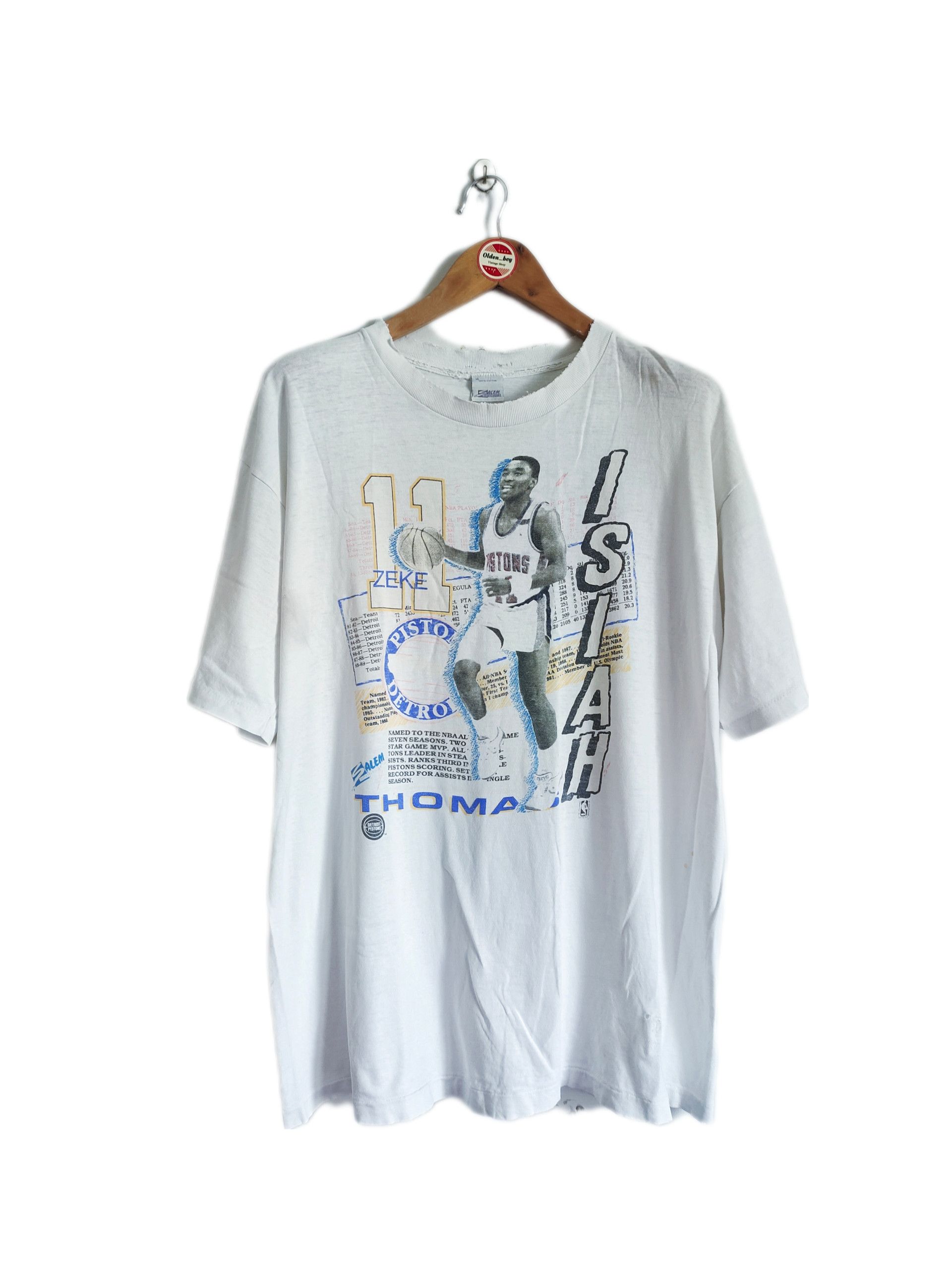 NBA × Salem Sportswear × Vintage Vintage Isiah Thomas Detroit Pistons Player 90s T-shirt Size US XL / EU 56 / 4 - 1 Thumbnail
