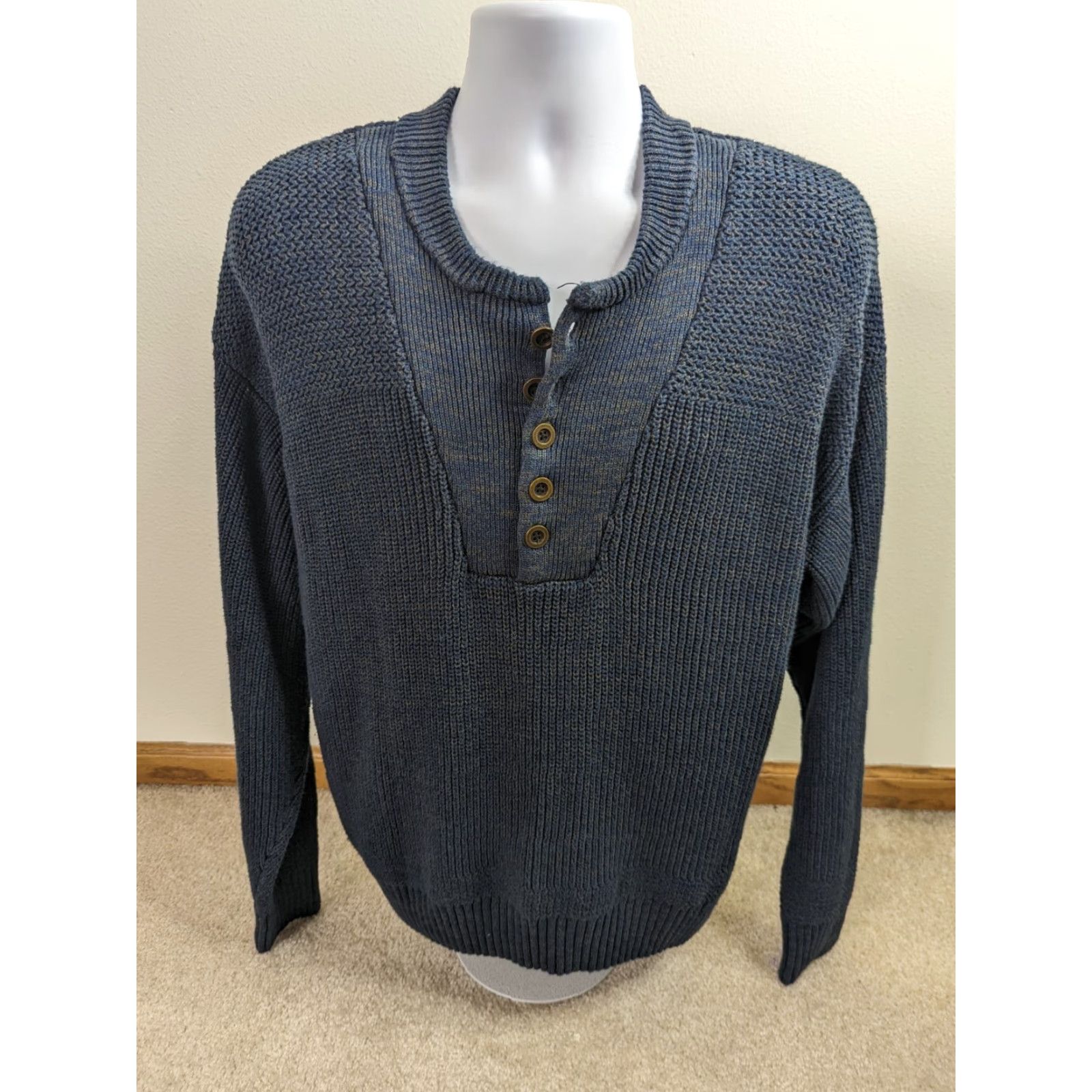 Vintage VINTAGE Red Head Men’s Henley Sweater Large Knit Pullover Blue Button Waffle Knit 80s 90s Classic Mens Size US L / EU 52-54 / 3 - 2 Thumbnail