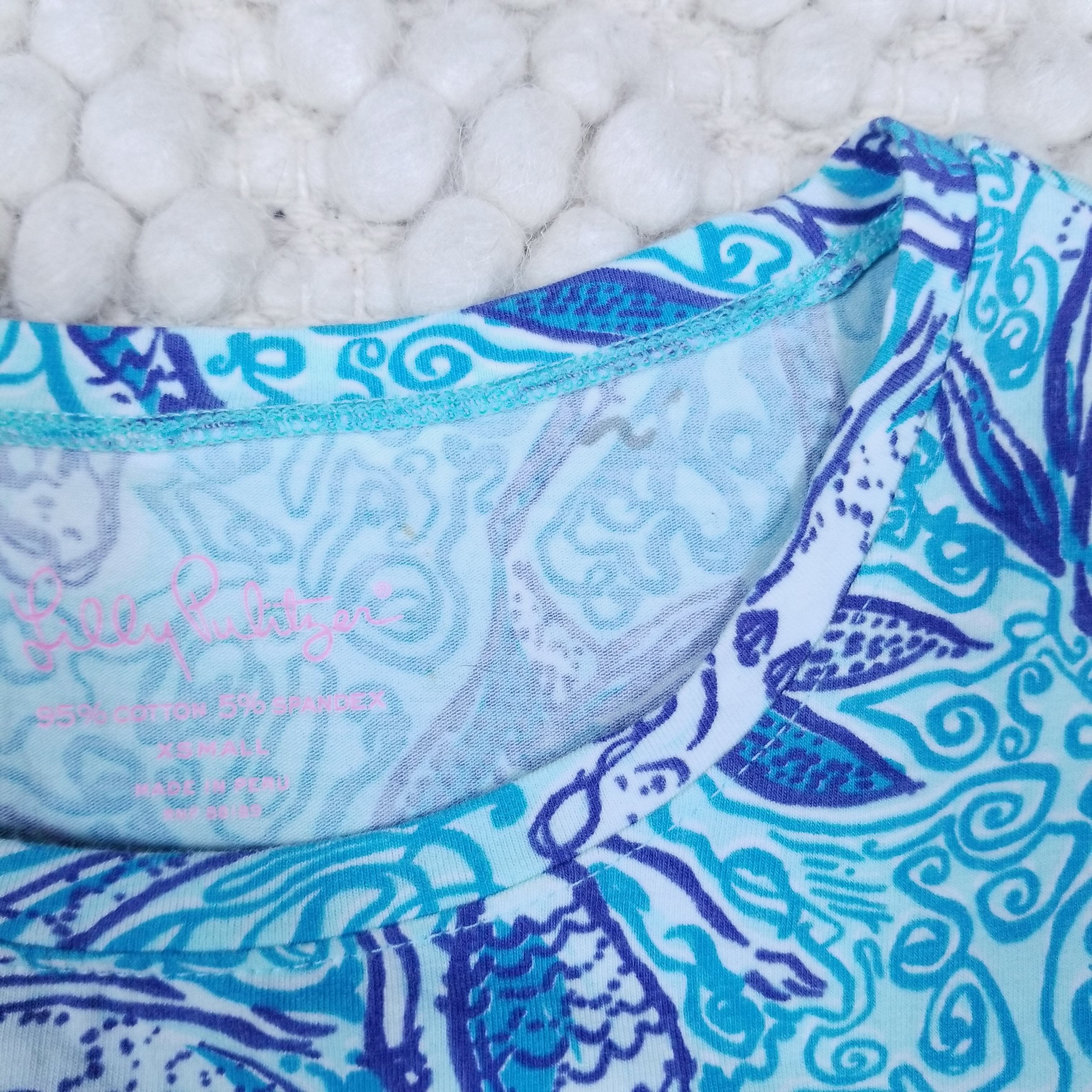 Lilly Pulitzer Short Sleeve Tee Nice Tail Mermaids Size XS / US 0-2 / IT 36-38 - 7 Thumbnail