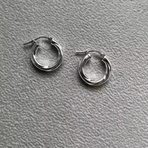 Jewelry TWISTED STERLING SILVER HOOP EARRINGS for men Size ONE SIZE - 1 Thumbnail