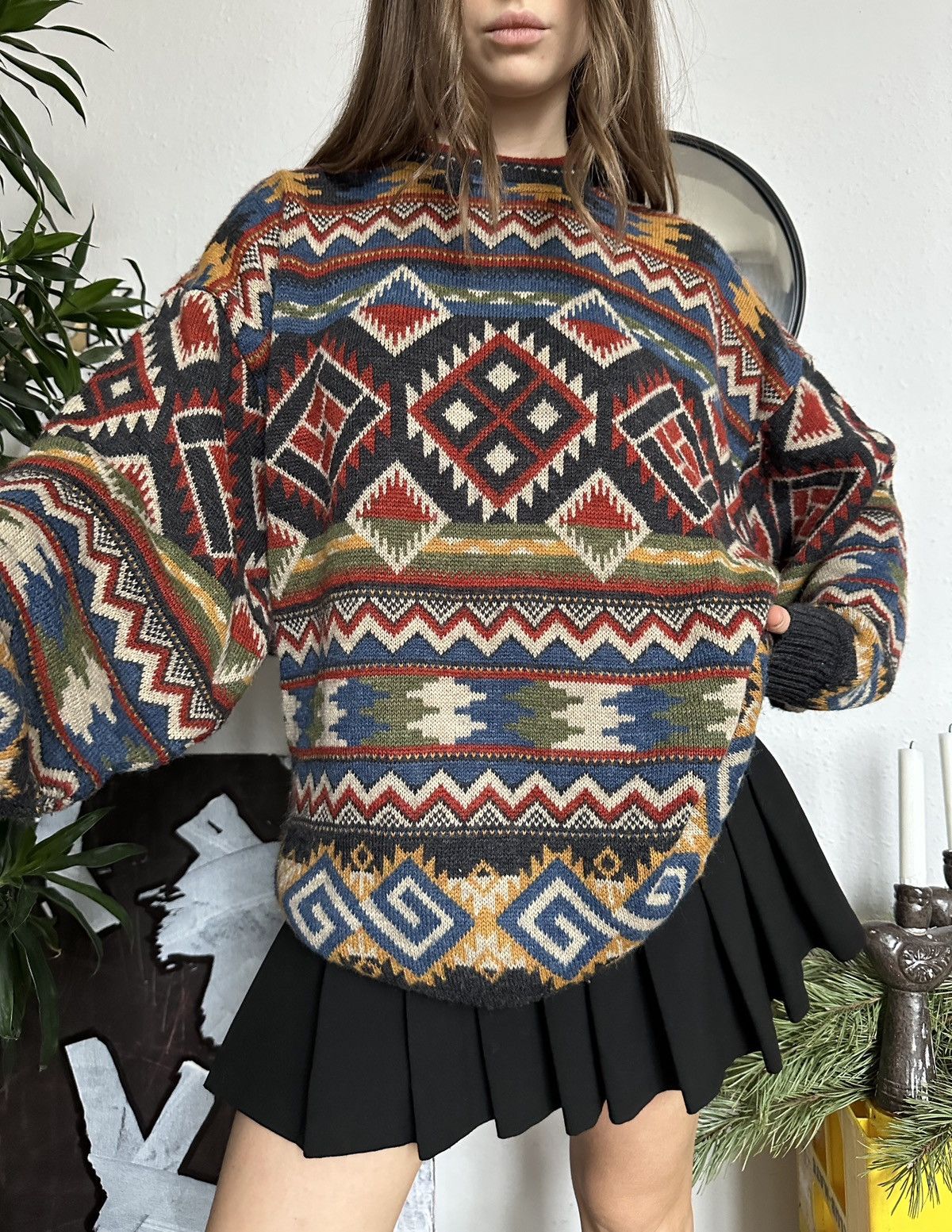 Designer × Vintage Cozy Gilmore girl Vintage Geometric Knit Sweater Size US L / EU 52-54 / 3 - 5 Thumbnail