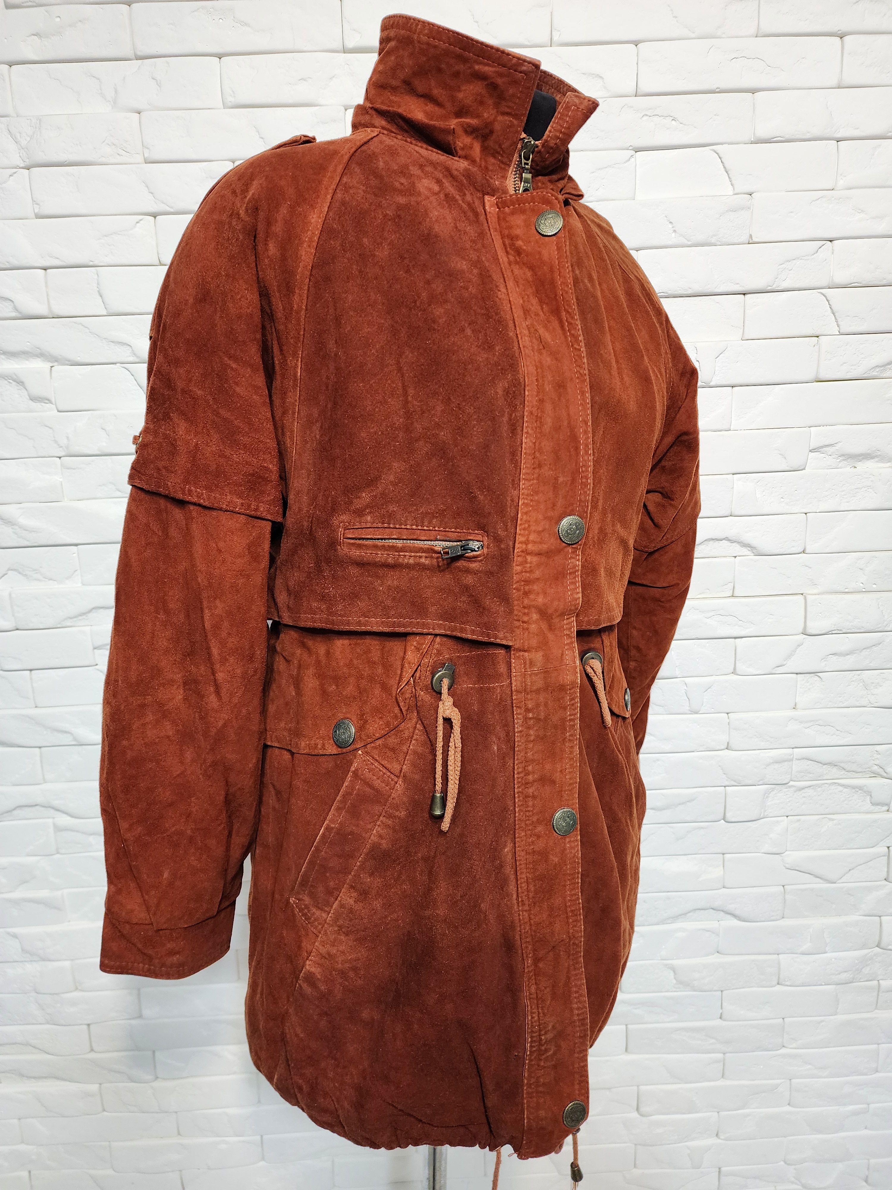 Genuine Leather Vintage Brown Suede Leather Jacket: Size L / US 10 / IT 46 - 5 Thumbnail