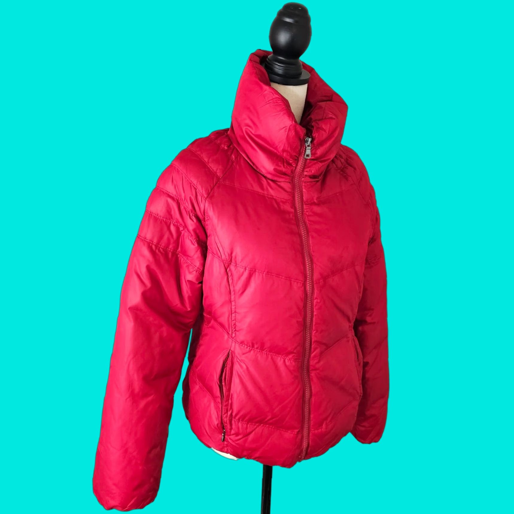 Vintage Moda International Red Down Puffer Jacket Size M Warm Soft Casual Winter Size M / US 6-8 / IT 42-44 - 1 Thumbnail