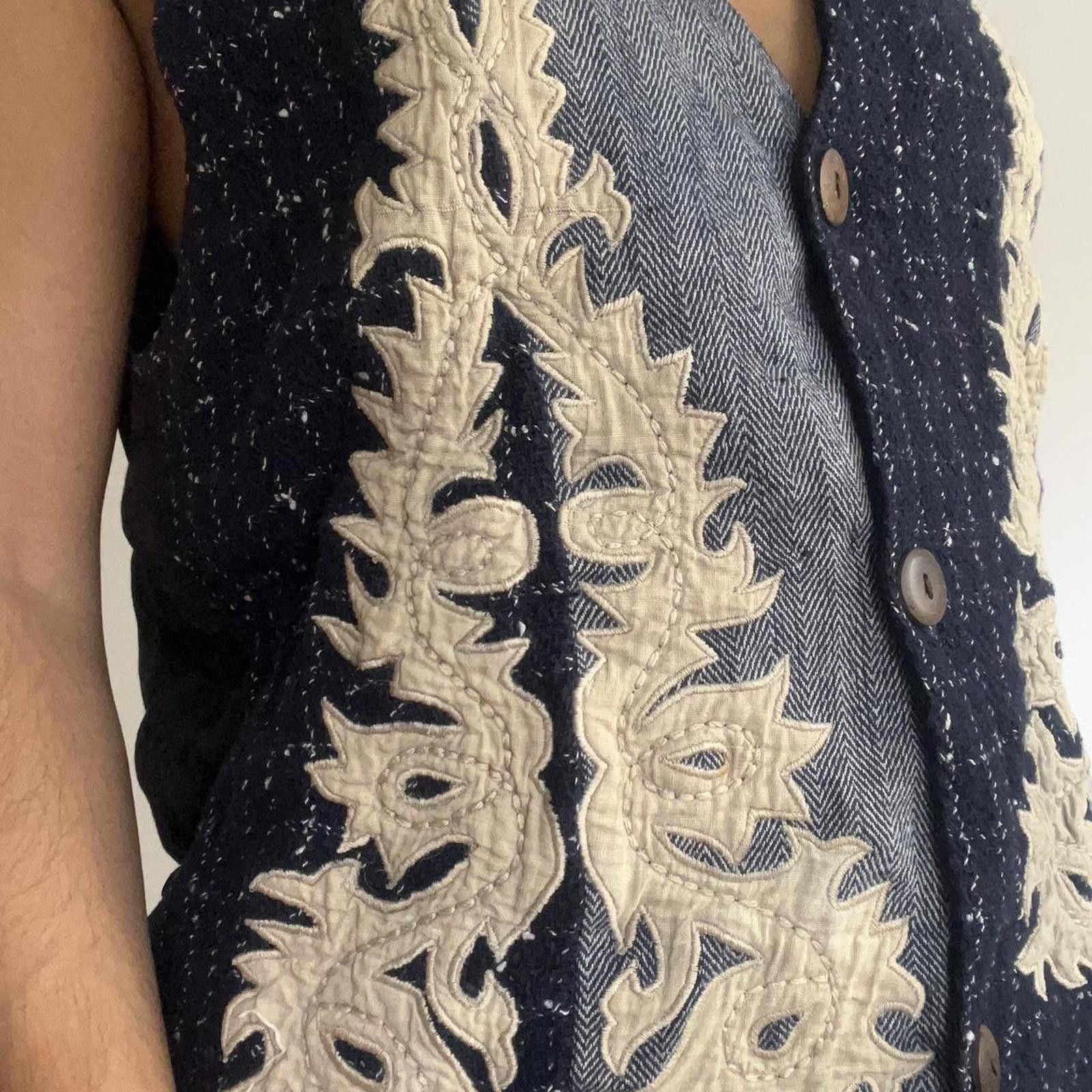 Other Navy blue and cream embroidered vest with a boho vibe #boho Size M / US 6-8 / IT 42-44 - 7 Thumbnail
