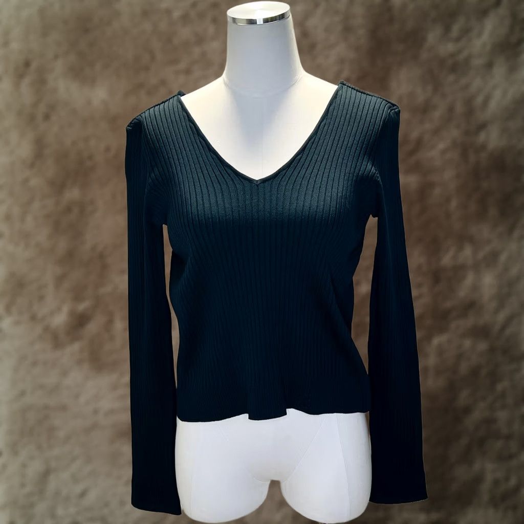 Vintage Skies Are Blue Sweater Womens Large Pink Ribbed V Neck Pullover Lot 3” Size L / US 10 / IT 46 - 1 Thumbnail